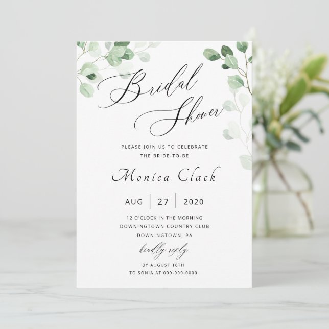 Greenery Bridal Shower Invitation (Standing Front)