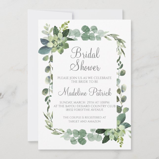 Greenery Bridal Shower Invitation (Front)