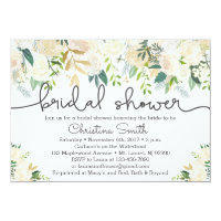 Greenery Bridal Shower Invitation w Ivory Accents