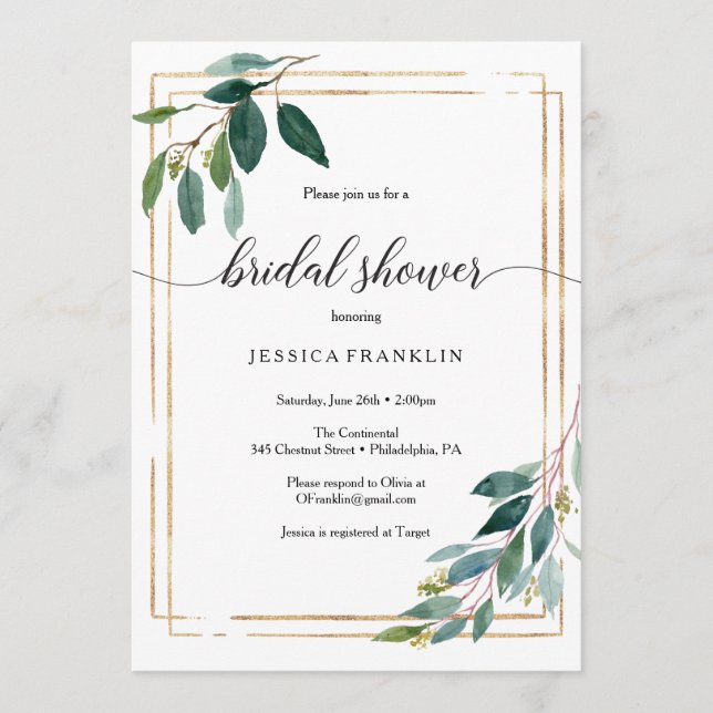 Greenery Bridal Shower Invite (Front)