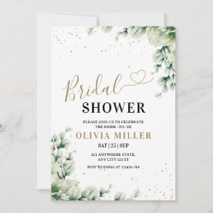 Greenery Bridal Shower Invite, Elegant Eucalyptus  Invitation