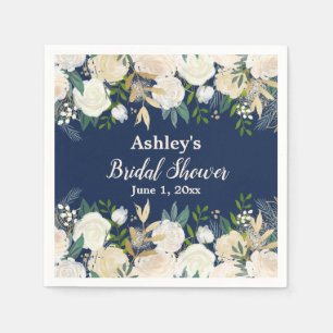 Greenery Bridal Shower Navy Blue Engagement Party  Napkins