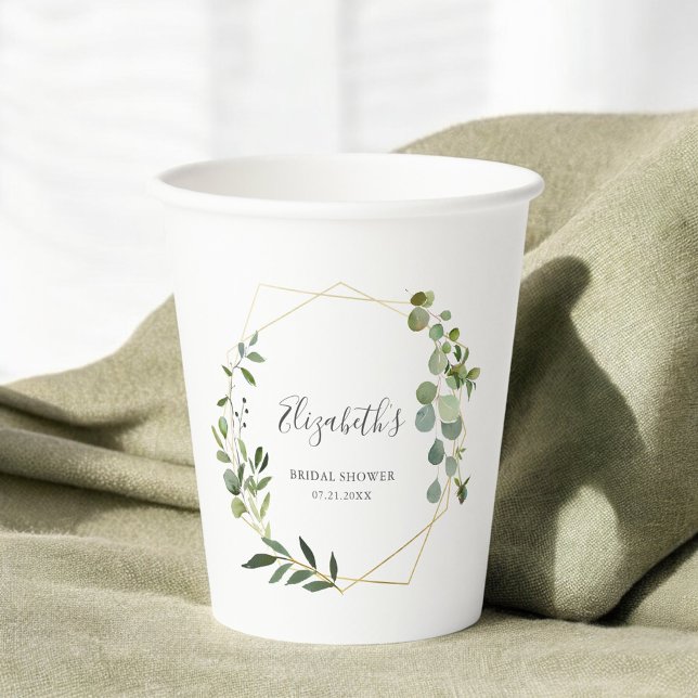 Greenery Bridal Shower Paper Cups (Creator Uploaded)