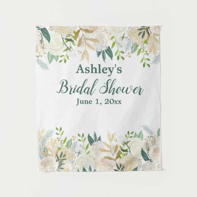 Greenery Bridal Shower Photo Booth Backdrop Floral (Front)