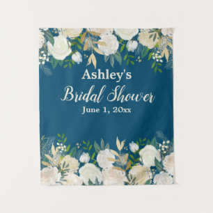 Greenery Bridal Shower Photo Booth Navy Gold Prop Tapestry
