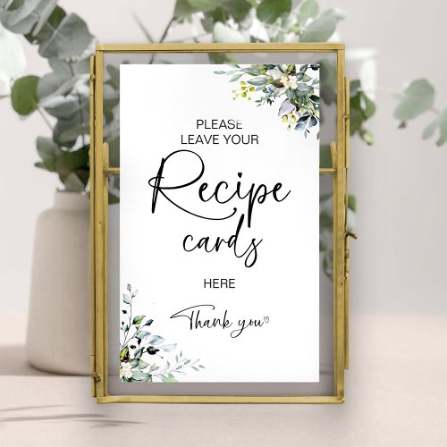 Greenery Bridal Shower Recipe Card Sign