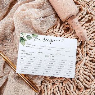 Greenery Bridal Shower Recipe Cards