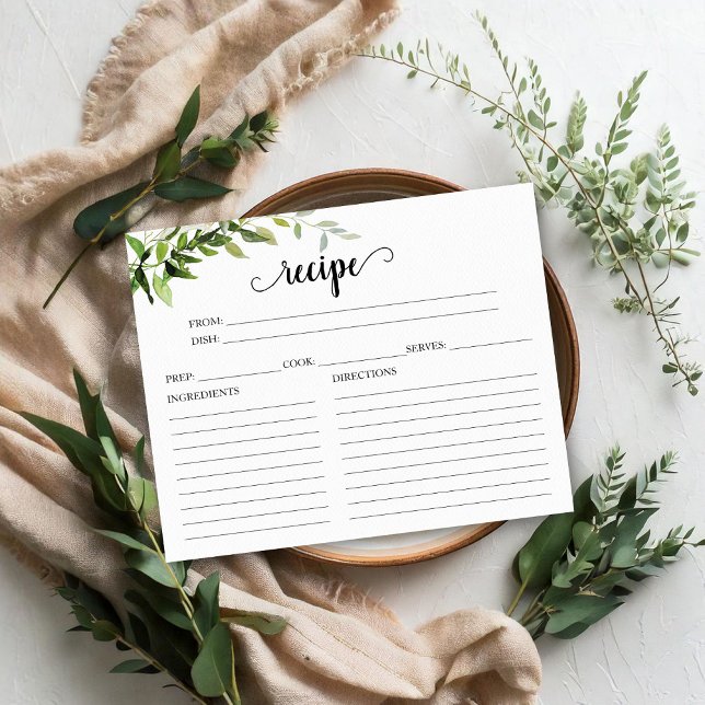 Greenery Bridal Shower Recipe Cards (Creator Uploaded)