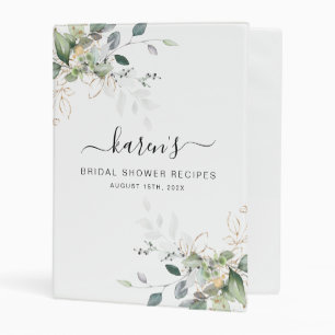 Greenery Bridal Shower Recipes Mini Binder