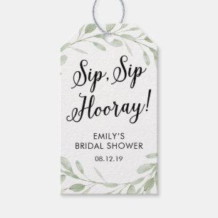 Greenery Bridal Shower Sip Sip Hooray Wine Gift Ta Gift Tags