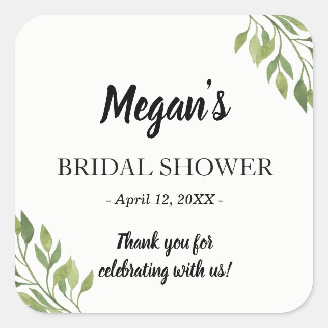 Greenery Bridal shower sticker | favor thank you (Front)