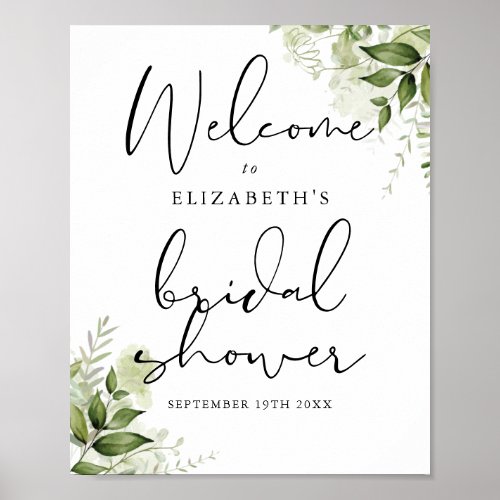 Greenery Bridal Shower Welcome Sign