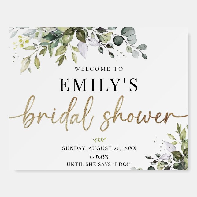 Greenery Bridal Shower Welcome Sign, Botanicals We Foam Board (Front)