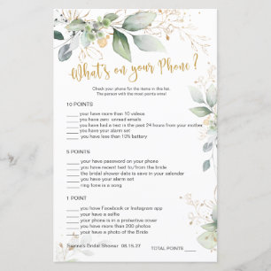 Greenery Bridal What's on Your Phone/Word Scramble