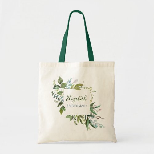 Greenery Bridal with Name Tote Bag