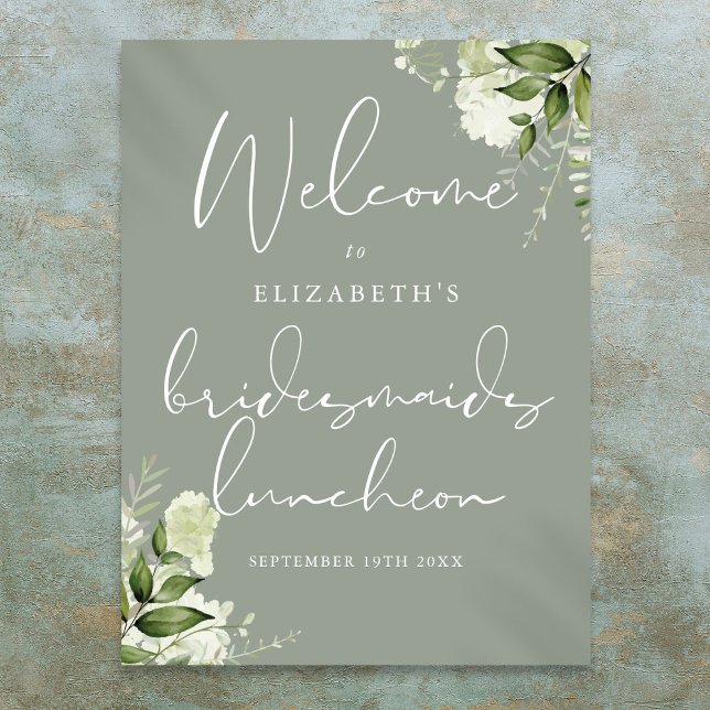 Greenery Bridesmaids Luncheon Welcome Sign (Greenery Bridesmaids Luncheon Welcome Sign)