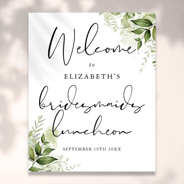 Greenery Bridesmaids Luncheon Welcome Sign (Greenery Bridesmaids Luncheon Welcome Sign)