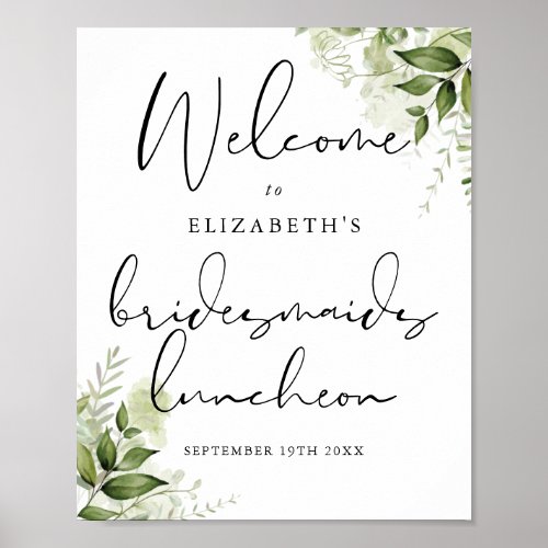 Greenery Bridesmaids Luncheon Welcome Sign