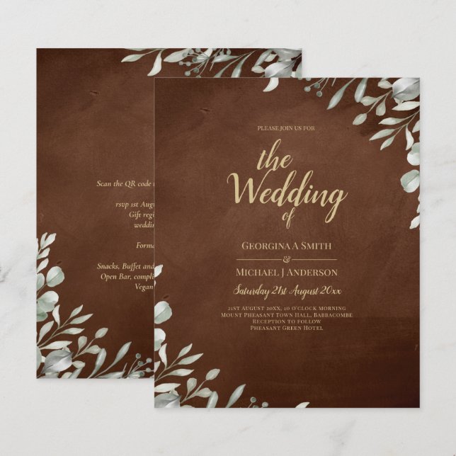 Greenery Brown Wedding Fall Winter (Front/Back)