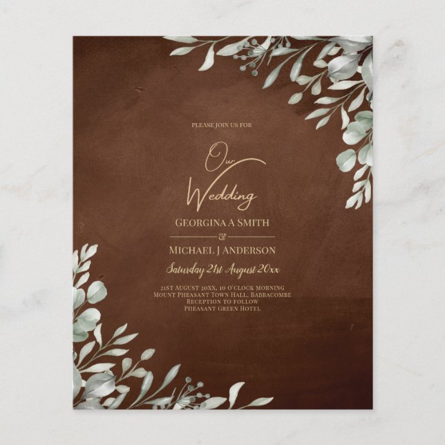 Greenery Brown Wedding Fall Winter Flyer (Front)
