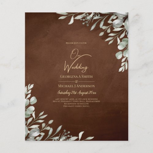 Greenery Brown Wedding Fall Winter Flyer