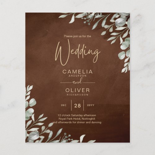 Greenery Brown Wedding Fall Winter Flyer