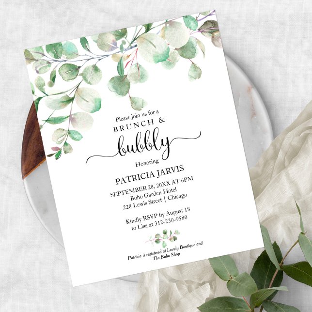 Greenery Brunch And Bubble Budget Invitations (Creator Uploaded)
