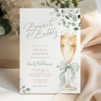 Greenery Brunch and Bubbly Bridal Shower Invitation