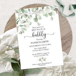 Greenery Brunch And Bubbly Bridal Shower Invitation