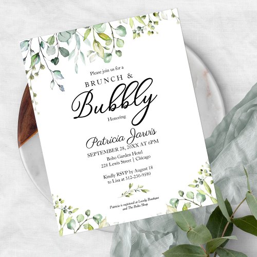 Greenery Brunch And Bubbly Budget Invitations