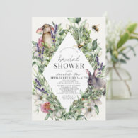 Greenery Bunnies Drive-by Spring Bridal Shower Invitation