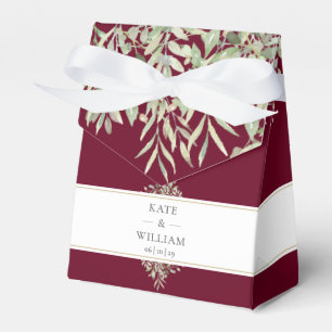 Greenery Burgundy Wedding Thank You Favor Boxes