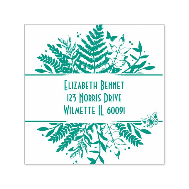 Greenery butterflies  self-inking stamp (Design)
