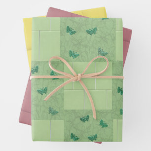 Greenery Butterflies Wrapping Paper Sheets