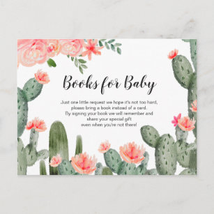Greenery Cactus Baby Shower  - Bring a book insert Invitation Postcard