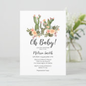 Greenery Cactus boy baby shower invitation (Standing Front)