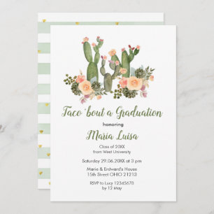 Greenery Cactus Taco 'bout a Graduation invitation