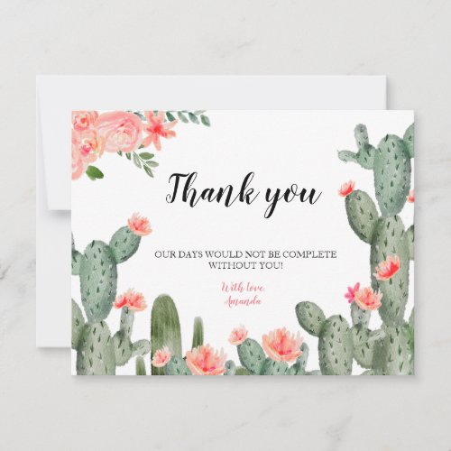 Greenery Cactus Thank you card