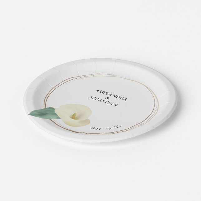 Greenery Calla Lily Wedding Paper Plate (Angled)