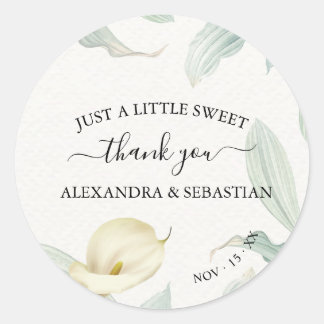 Greenery Calla Lily Wedding Thank You Classic Round Sticker