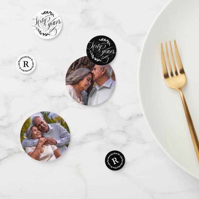 Greenery Calligraphy 60th Wedding Anniversary Confetti (Group)