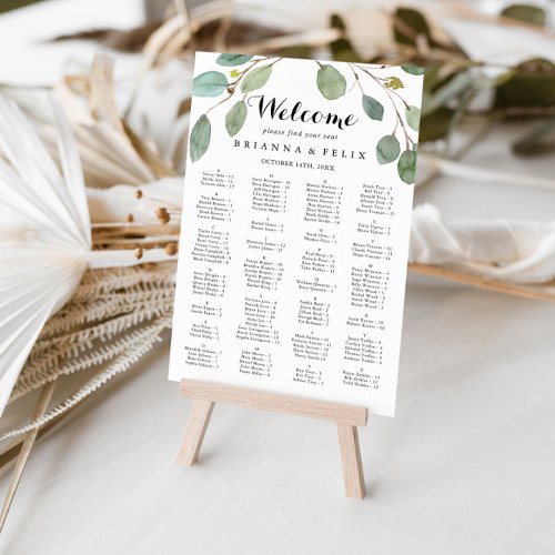 Greenery Calligraphy Alphabetical Seating Chart