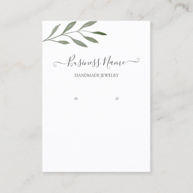 Greenery Calligraphy Earring Jewelry Display Business Card (Front)