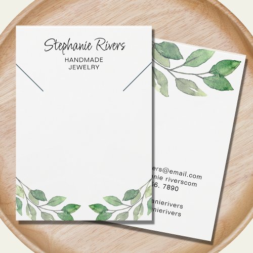 Greenery Calligraphy Necklace Jewelry Display Card