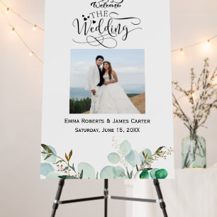 Greenery Calligraphy Photo Welcome Sign