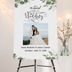 Greenery Calligraphy Photo Welcome Sign