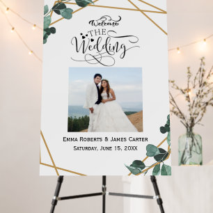 Greenery Calligraphy Photo Welcome Sign