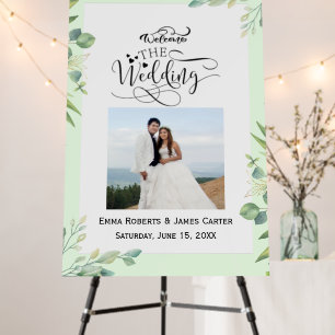 Greenery Calligraphy Photo Welcome Sign