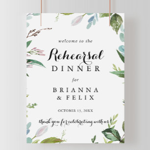 Greenery Calligraphy Rehearsal Dinner Welcome Sign