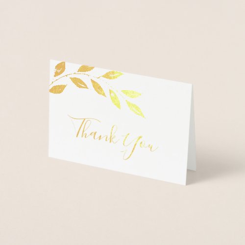 Greenery Calligraphy Thank You Foil Card